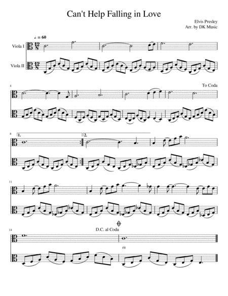 Free Sheet Music Cant Help Falling In Love Viola Duet 2 Violas