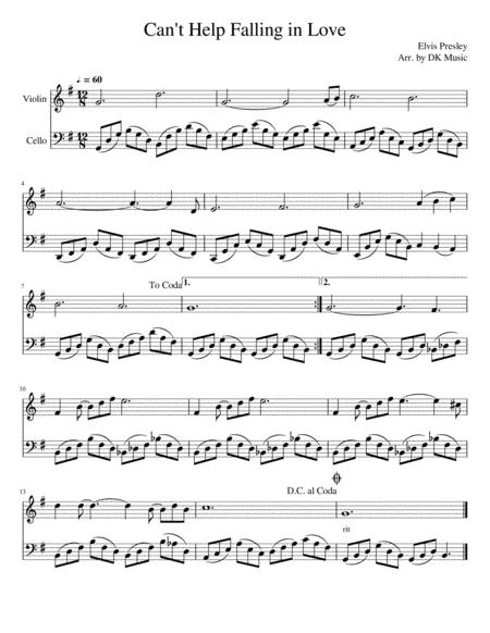 Cant Help Falling In Love Violin Cello Duet Sheet Music