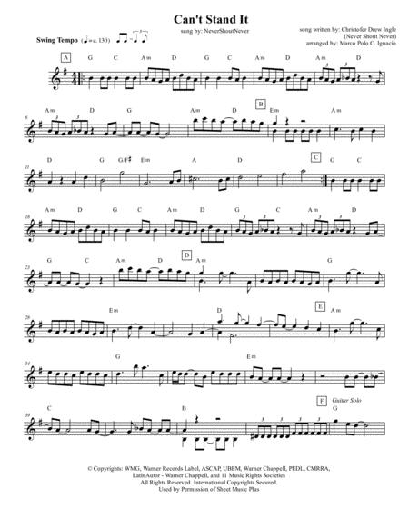 Free Sheet Music Cant Stand It Never Shout Never