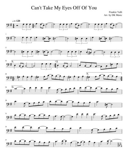 Cant Take My Eyes Off Of You Cello Solo Sheet Music