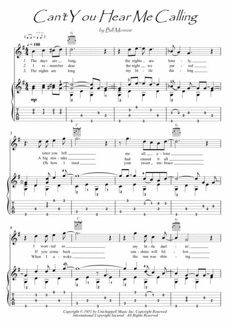 Free Sheet Music Cant You Hear Me Callin Acoustic Guitar Fingerstyle