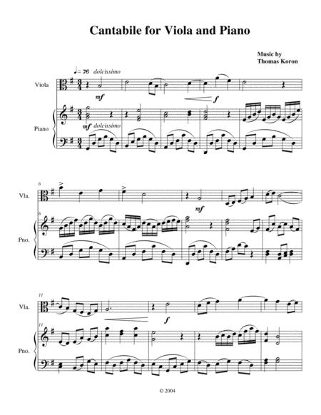 Cantabile For Viola And Piano Sheet Music