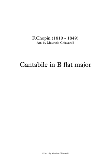 Cantabile In B Flat Major Sheet Music