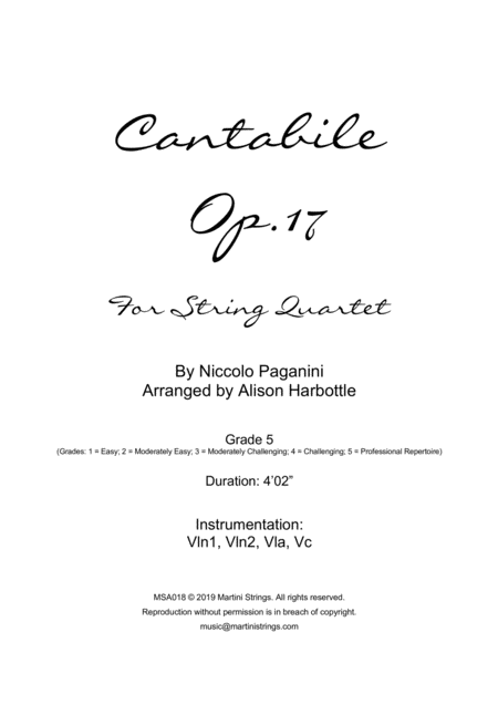 Free Sheet Music Cantabile Op 17 String Quartet