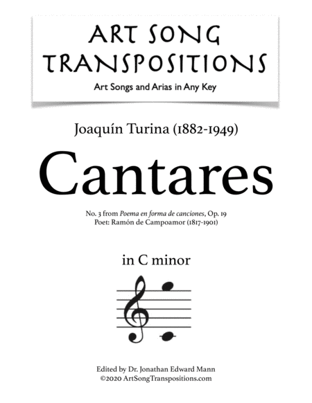 Free Sheet Music Cantares Op 19 No 3 Transposed To C Minor