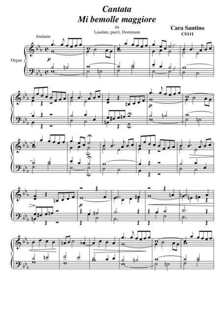 Free Sheet Music Cantata In E Flat Major For Organ