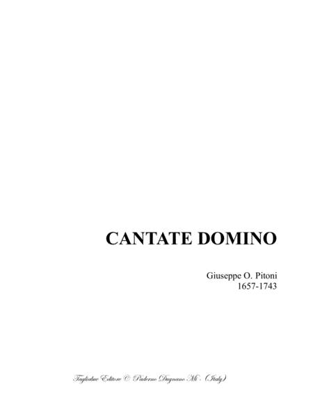 Cantate Domino G O Pitoni For Satb Choir Sheet Music