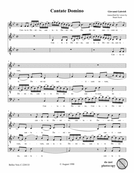 Free Sheet Music Cantate Domino Gabrieli