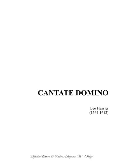 Cantate Domino L Hassler For Satb Choir Sheet Music