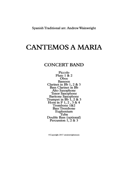 Free Sheet Music Cantemos A Maria