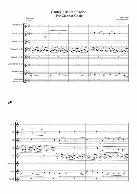 Cantique De Jean Racine For Clarinet Choir Sheet Music