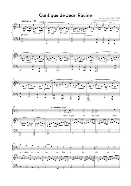 Free Sheet Music Cantique De Jean Racine Ssab And Piano