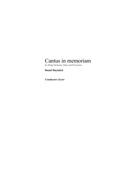 Cantus In Memoriam Sheet Music