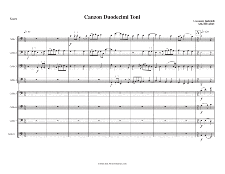 Canzon Duodecimi Toni By Giovanni Gabrieli For 8 Cellos Sheet Music