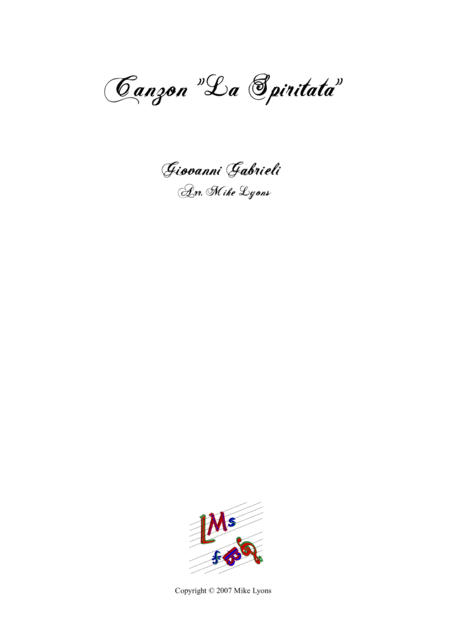 Canzon La Spiritata Giovanni Gabrieli Brass Quartet Sheet Music