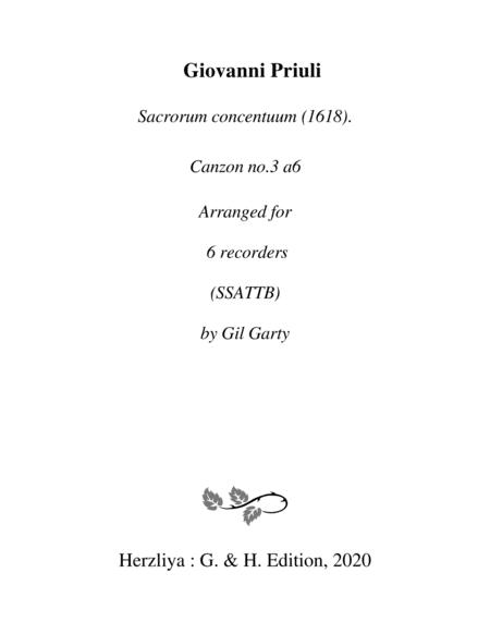 Free Sheet Music Canzon No 3 A6 1618