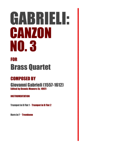 Canzon No 3 For Brass Quartet Giovanni Gabrieli Sheet Music