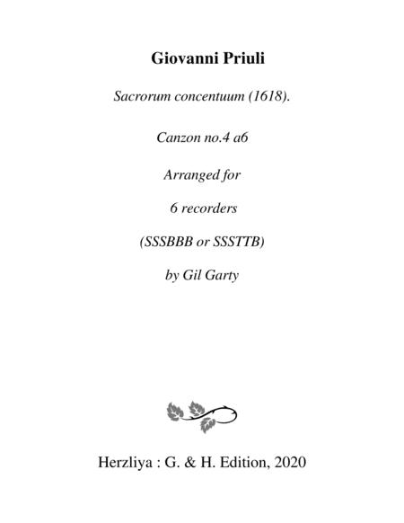 Free Sheet Music Canzon No 4 A6 1618