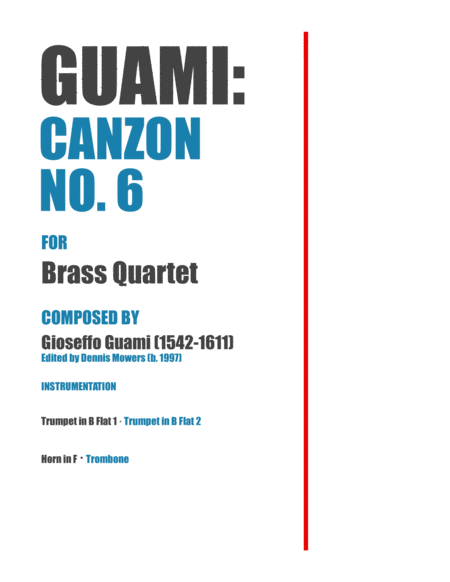 Canzon No 6 For Brass Quartet Gioseffo Guami Sheet Music