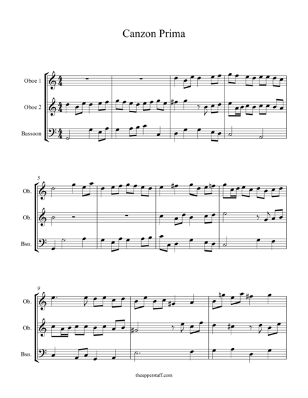 Free Sheet Music Canzon Prima