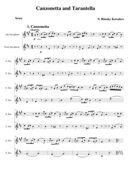 Canzonetta And Tarantella Sheet Music