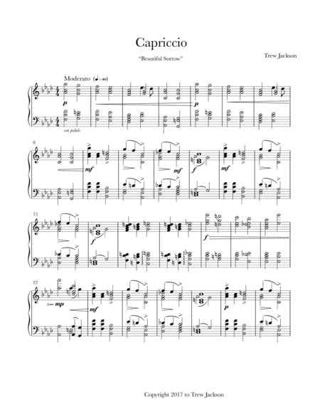 Capriccio Beautiful Sorrow In F Minor Sheet Music