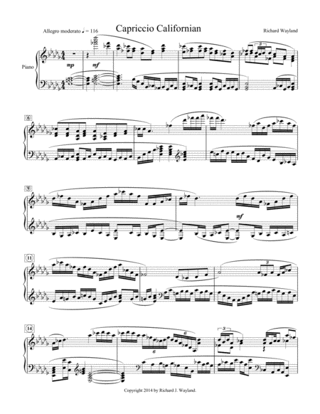 Free Sheet Music Capriccio Californian