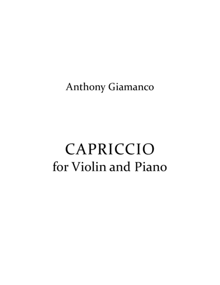 Capriccio For Violin And Piano Sheet Music