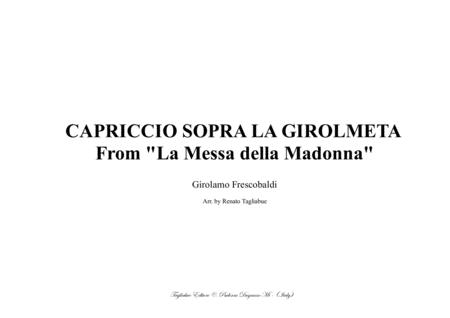 Capriccio Sopra La Girolmeta Frescobaldi G From Messa Della Madonna For Organ Sheet Music