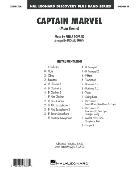 Captain Marvel Main Theme Arr Michael Brown Conductor Score Full Score Sheet Music