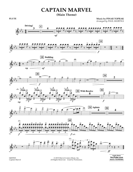 Captain Marvel Main Theme Arr Paul Murtha Flute Sheet Music