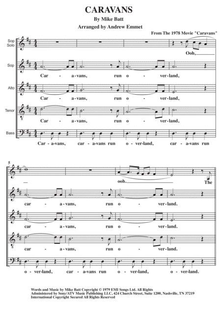 Caravans Theme A Cappella Sheet Music