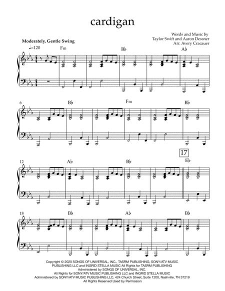 Cardigan Piano Accompaniment For A Soloist Sheet Music