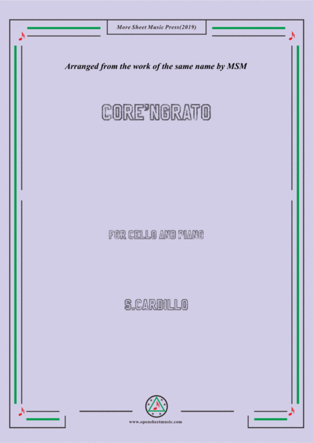 Free Sheet Music Cardillo Core Ngrato For Cello And Piano