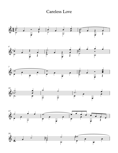Free Sheet Music Careless Love American Traditional Song