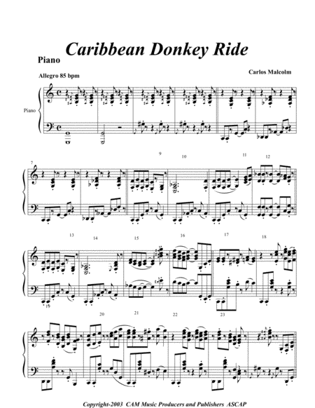 Free Sheet Music Caribbean Donkey Ride