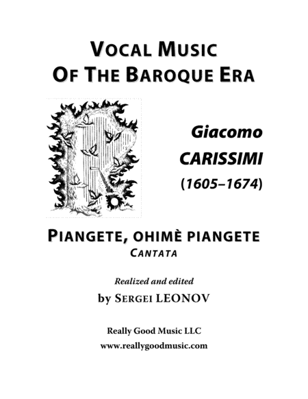 Carissimi Giacomo Piangete Ohim Piangete Cantata For Voice Soprano Tenor And Piano G Minor Sheet Music