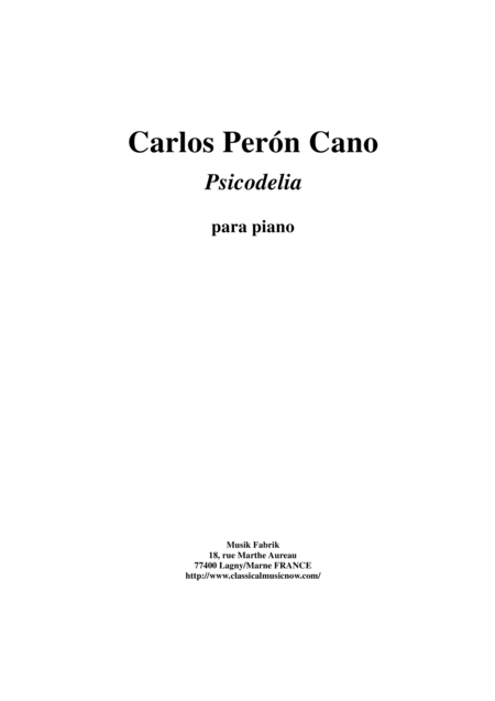 Carlos Pern Cano Psicodelia For Piano Sheet Music