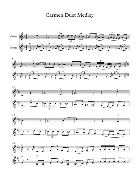 Carmen Fantasy For Duet 2 Violins Sheet Music