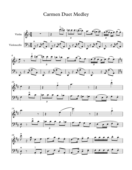 Free Sheet Music Carmen Fantasy For Duet Violin Cello