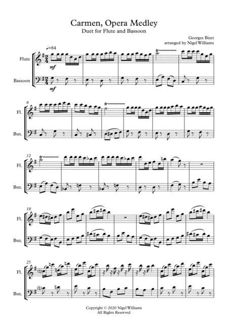 Carmen Opera Medley Duet For Flute And Bassoon Sheet Music