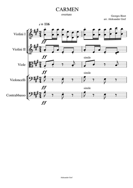 Free Sheet Music Carmen Overture
