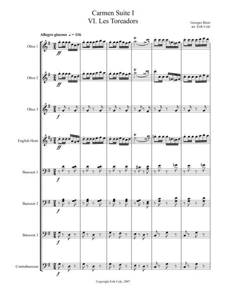 Carmen Suite 6 Les Toreadors Sheet Music