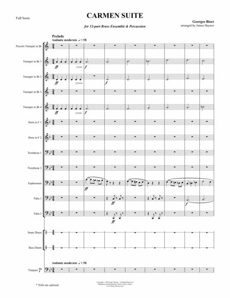 Carmen Suite For 12 Part Brass Ensemble And Percussion Sheet Music