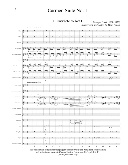 Carmen Suite No 1 Transcribed For Concert Band Sheet Music