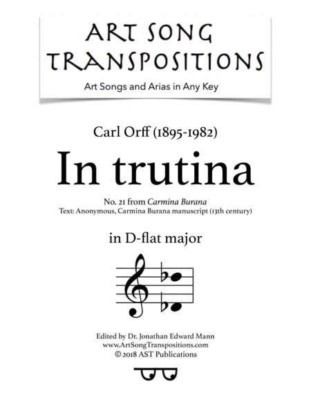 Free Sheet Music Carmina Burana In Trutina D Flat Major