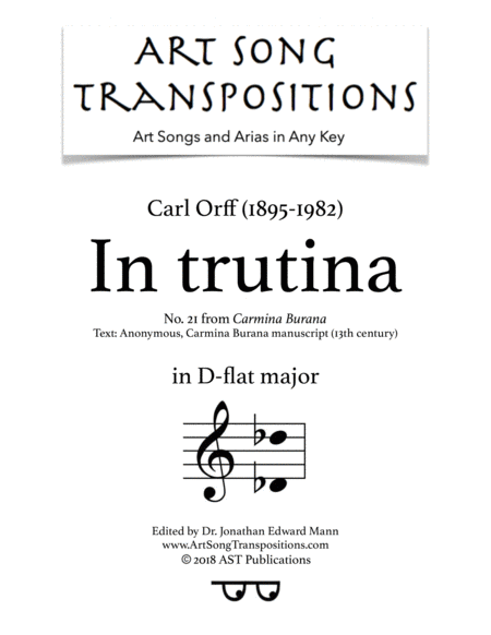 Carmina Burana In Trutina D Flat Major Sheet Music