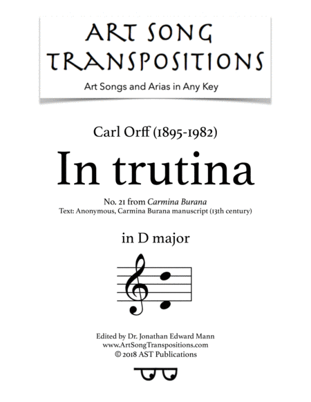 Free Sheet Music Carmina Burana In Trutina D Major