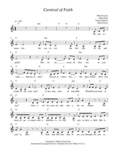 Free Sheet Music Carnival Of Faith