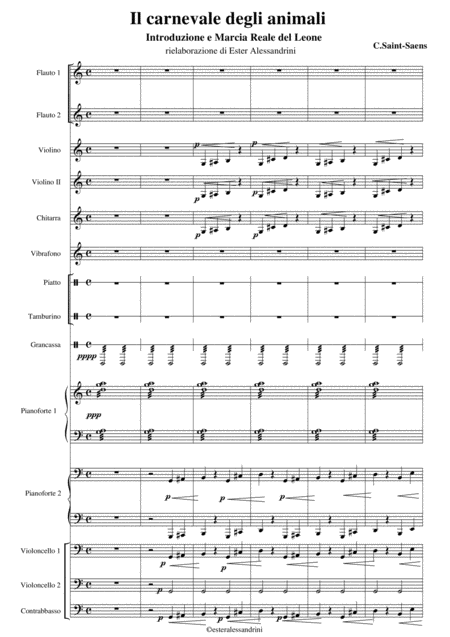 Free Sheet Music Carnival Of The Animals 1 Introduction And Real Lions March